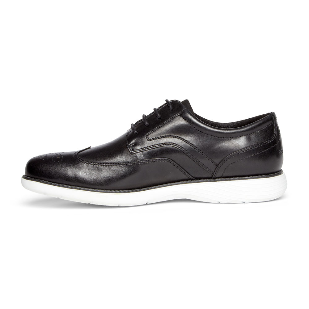 Rockport Mens Oxfords Black/White - Garett Wingtip - UK 683-TXMHJI